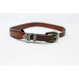 Leegin brown leather belt silver tone buckle western rodeo cowgirl 30-33"